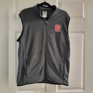 Gray Sleeveless Zip-Up Vest with Logo